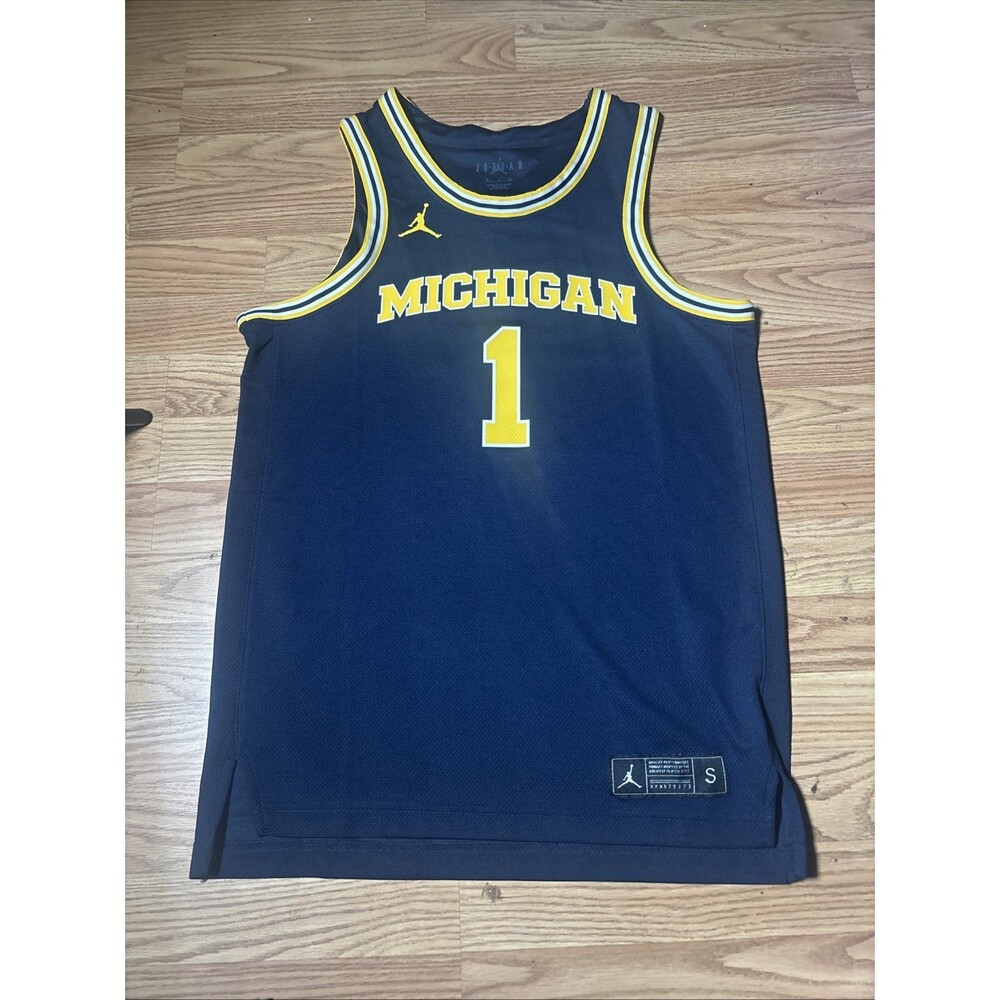 Michigan Wolverines Basketball Jersey Youth Boys S Small Navy Jordan Jumpman 1